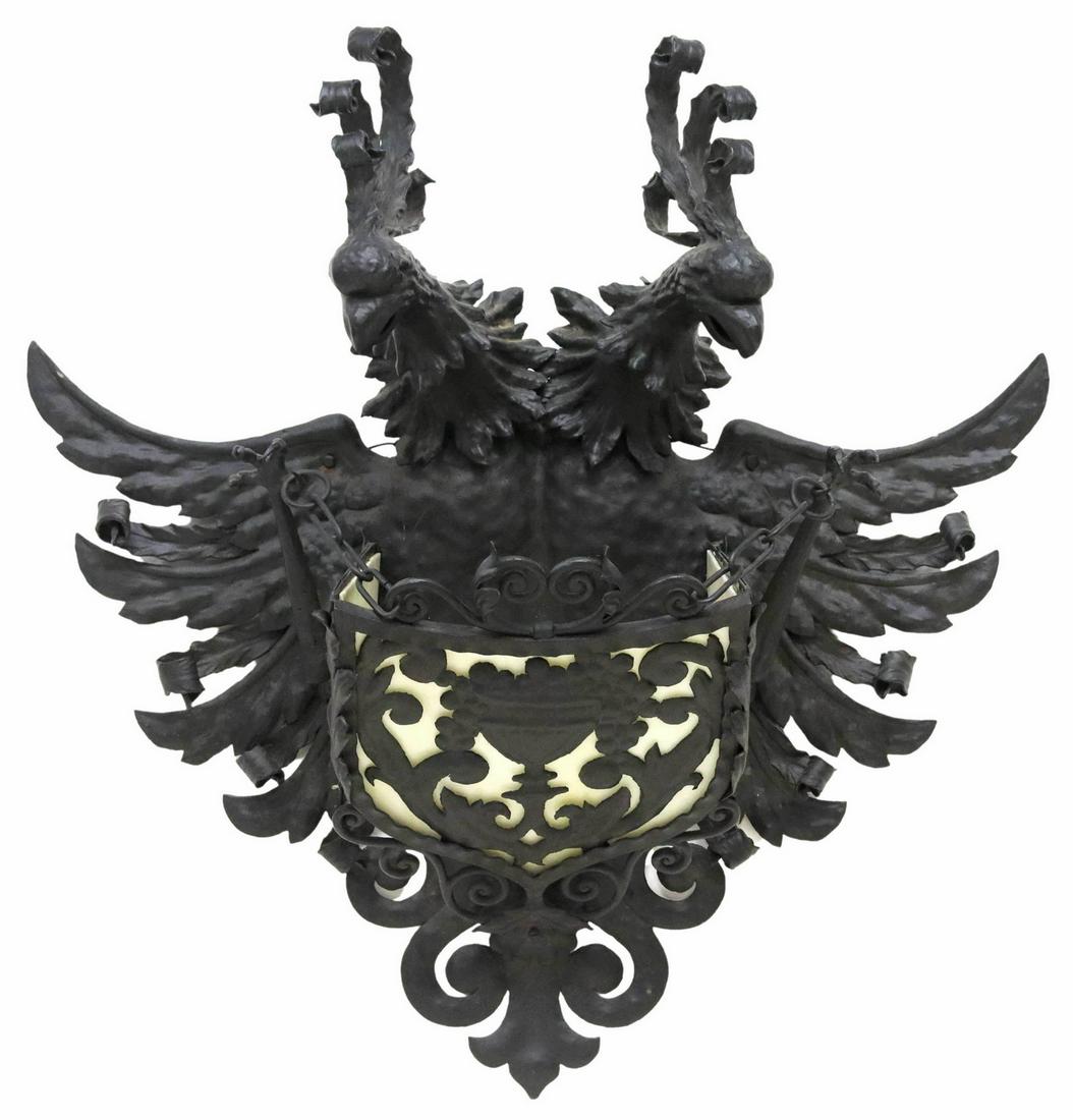 LARGE SPANISH CAST IRON EAGLE WALL SCONCE (1 of 5)