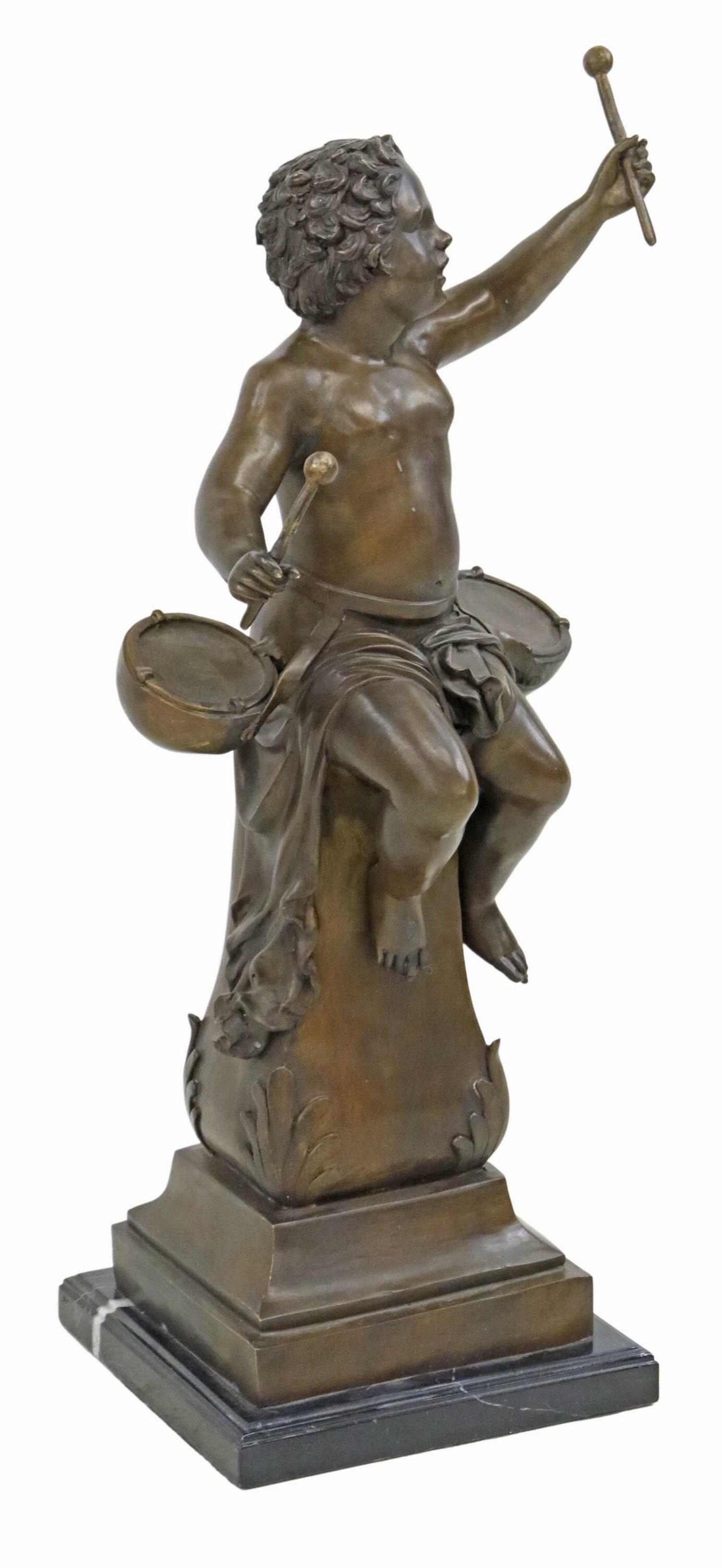 LARGE PATINATED BRONZE MUSICAL PUTTO SCULPTURE (1 of 4)