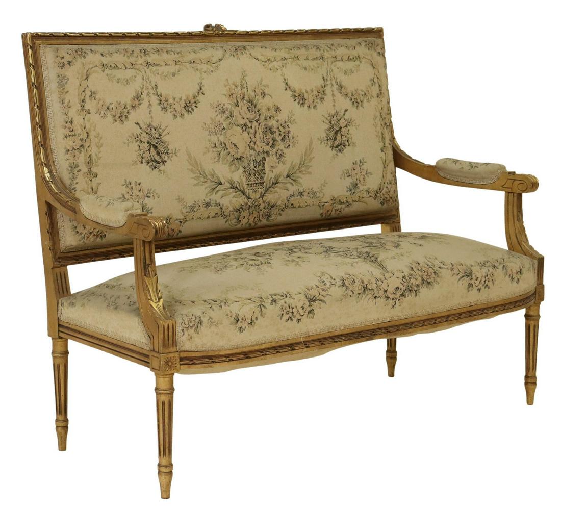 FRENCH LOUIS XVI STYLE GILTWOOD SALON SETTEE SOFA (1 of 3)