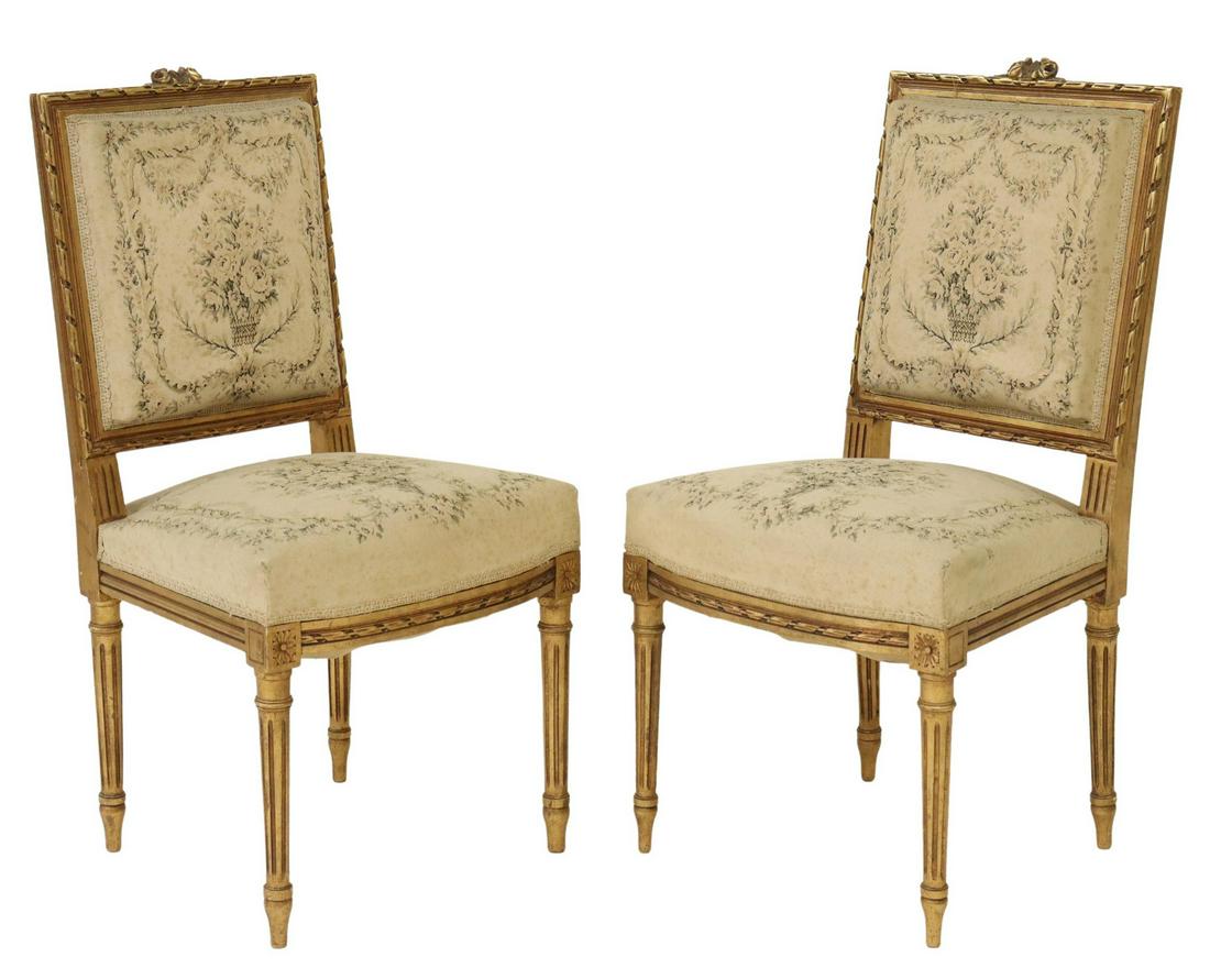 (2) FRENCH LOUIS XVI STYLE GILTWOOD SIDE CHAIRS (1 of 5)