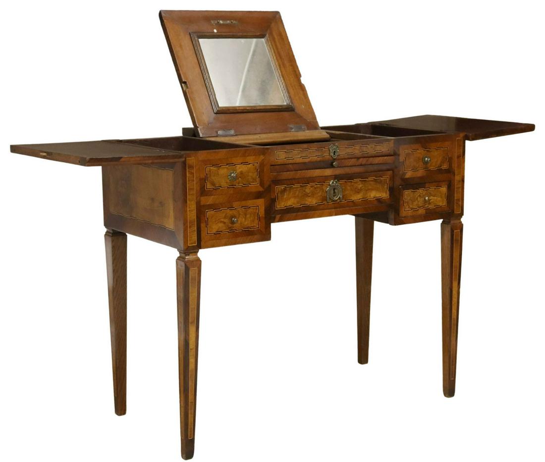 FRENCH LOUIS XVI STYLE MARQUETRY POUDREUSE TABLE (1 of 8)