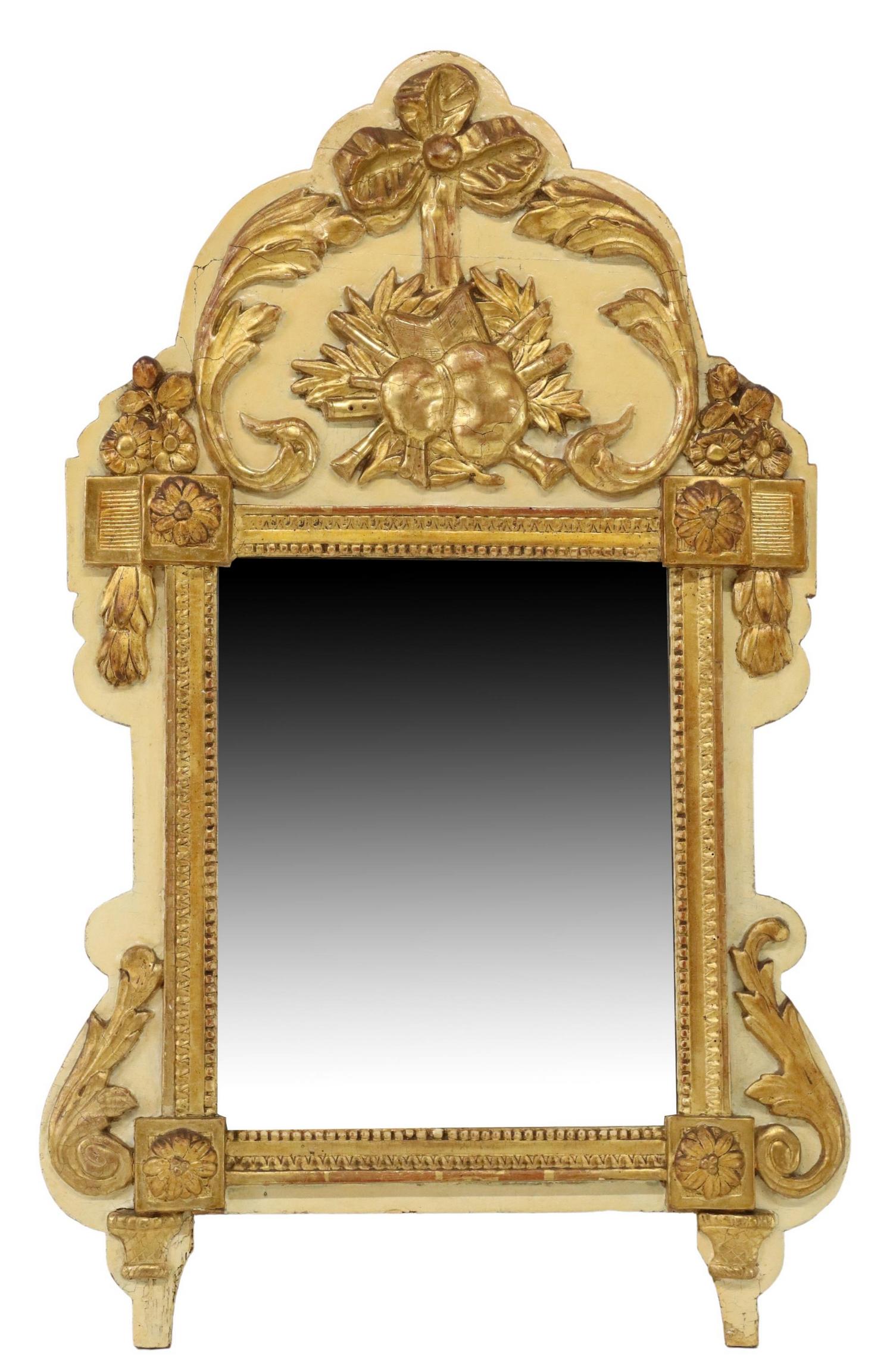 FRENCH REGENCE STYLE PARCEL GILT & PAINTED MIRROR (1 of 3)