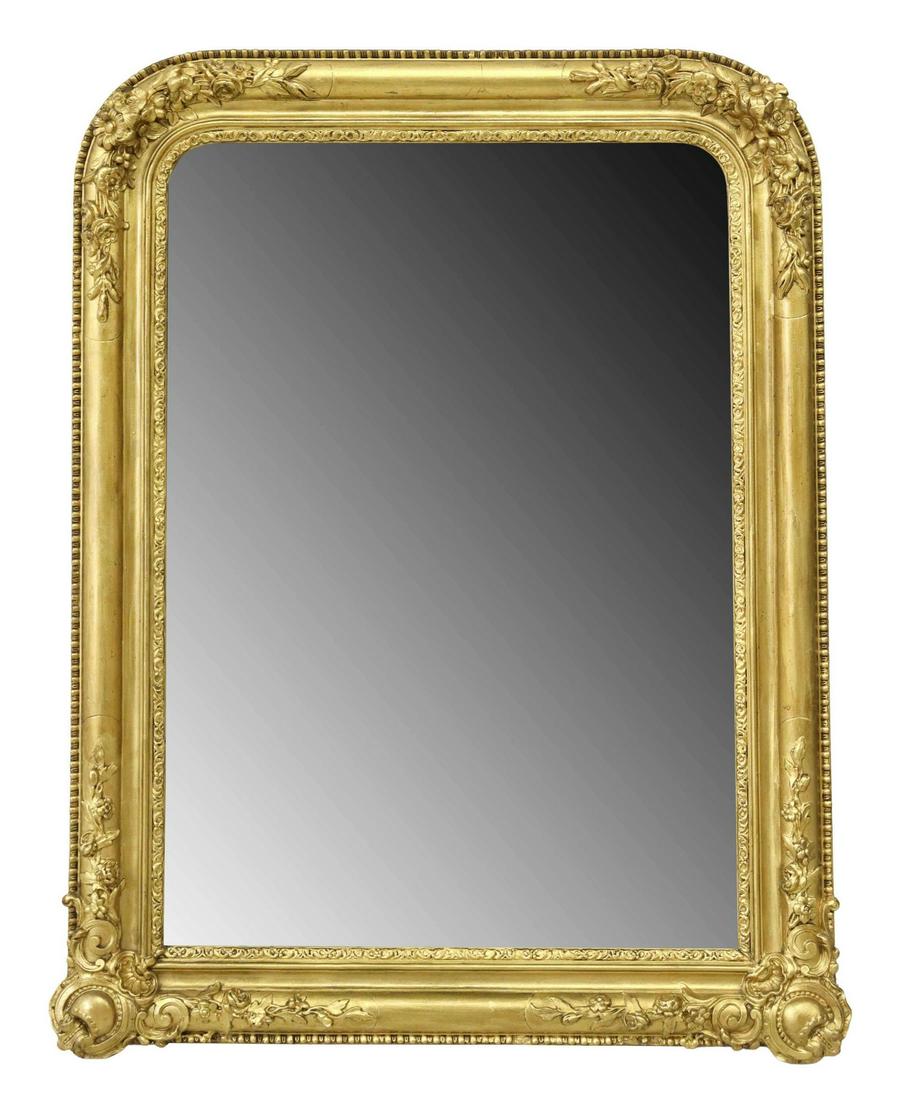 FRENCH LOUIS PHILIPPE GILT & COMPOSITION MIRROR (1 of 3)
