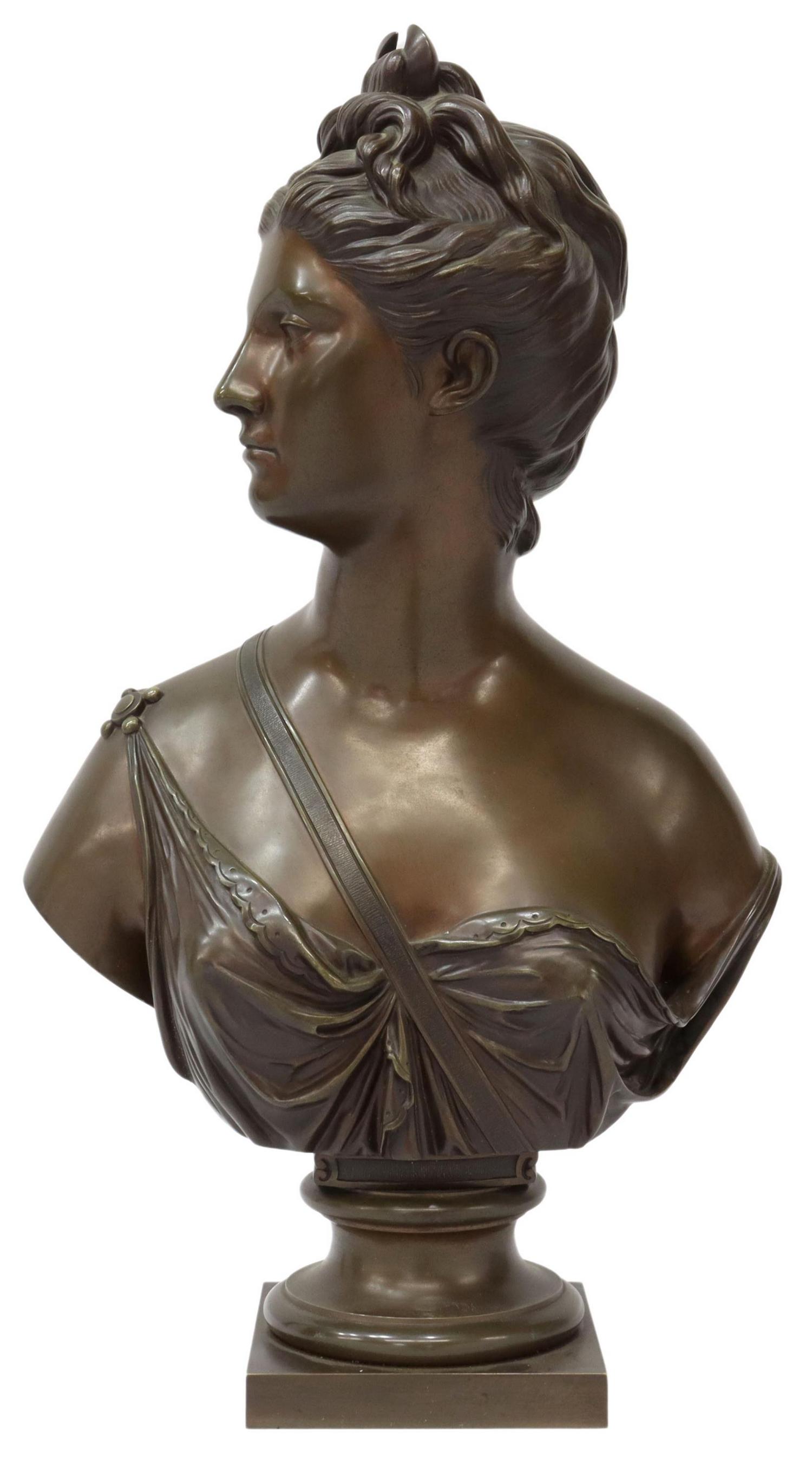 AFTER JEAN-ANTOINE HOUDON BRONZE BUST OF DIANA (1 of 5)