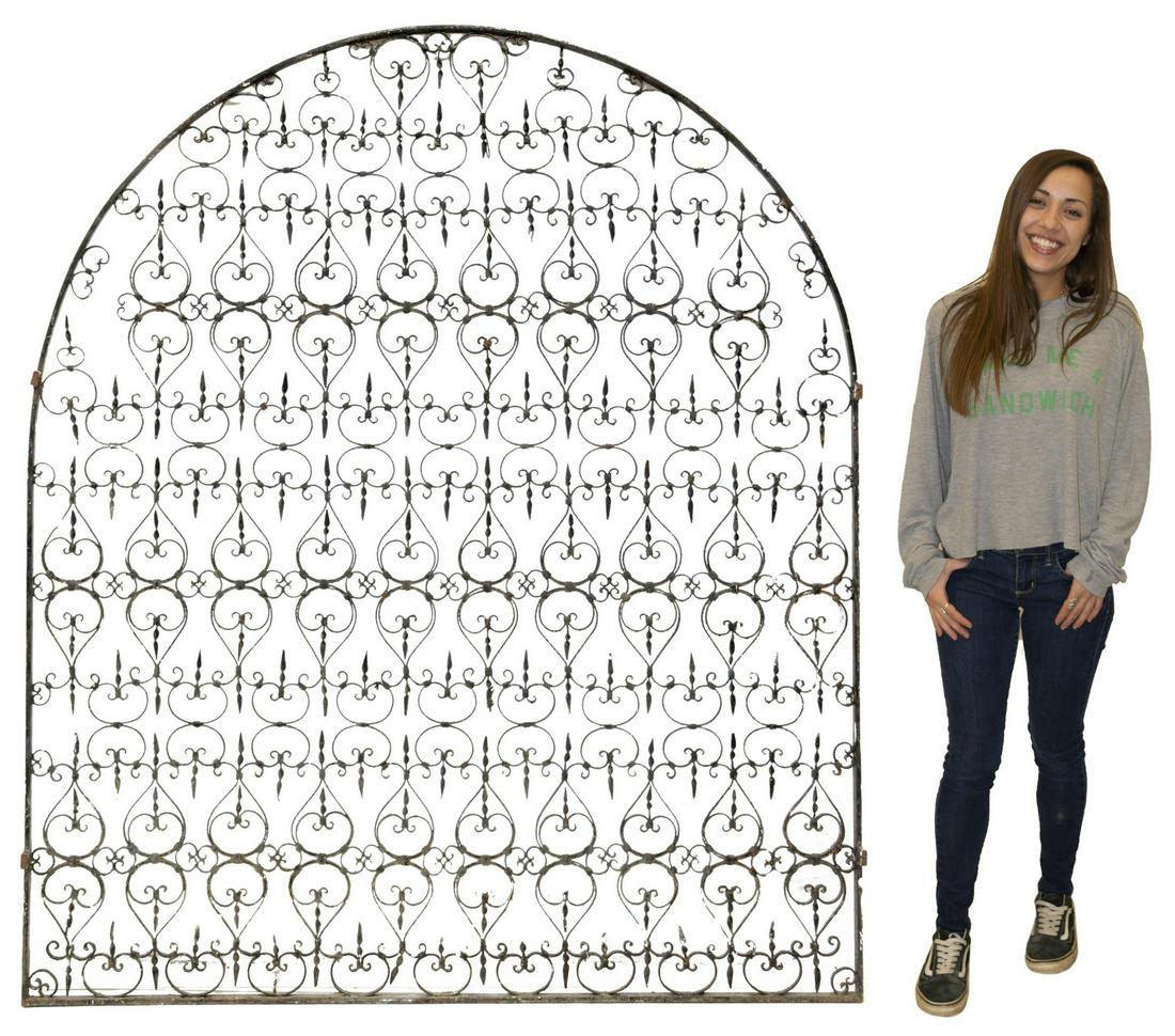 LARGE ARCHITECTURAL WROUGHT IRON SCROLLED GATE (1 of 2)