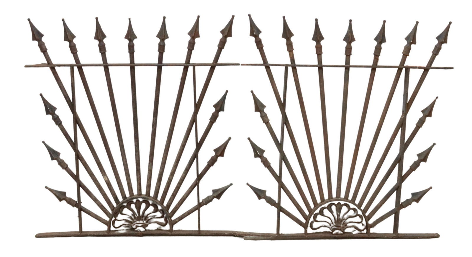 (2) ARCHITECTURAL IRON SPEAR SUNBURST PANELS (1 of 2)