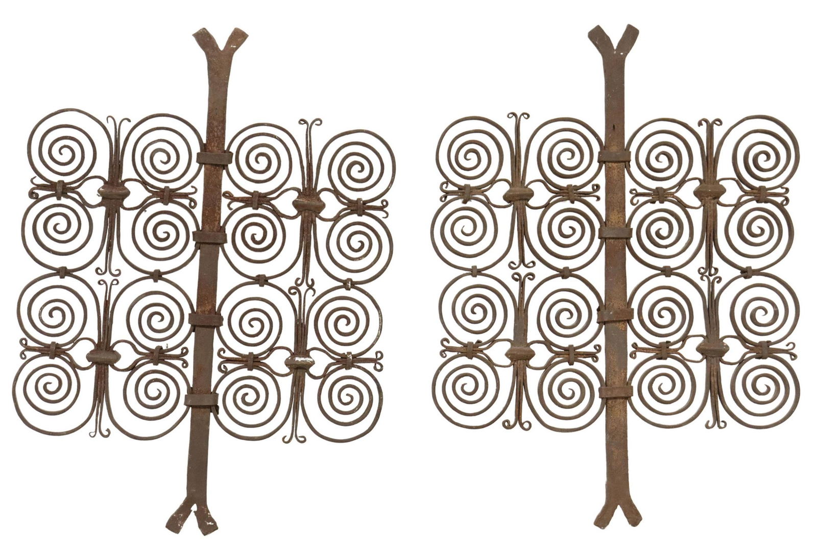 (2) ARCHITECTURAL WROUGHT IRON COILED PANELS (1 of 2)