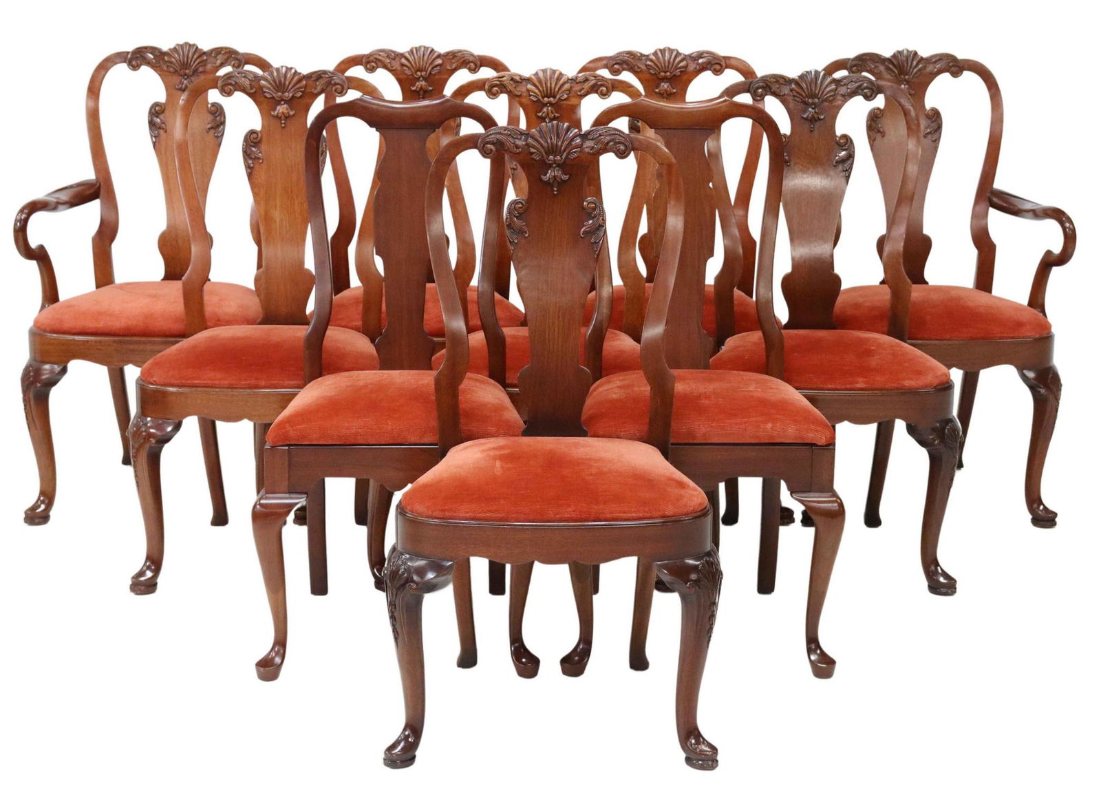 (10) QUEEN ANNE STYLE UPHOLSTERED DINING CHAIRS (1 of 3)