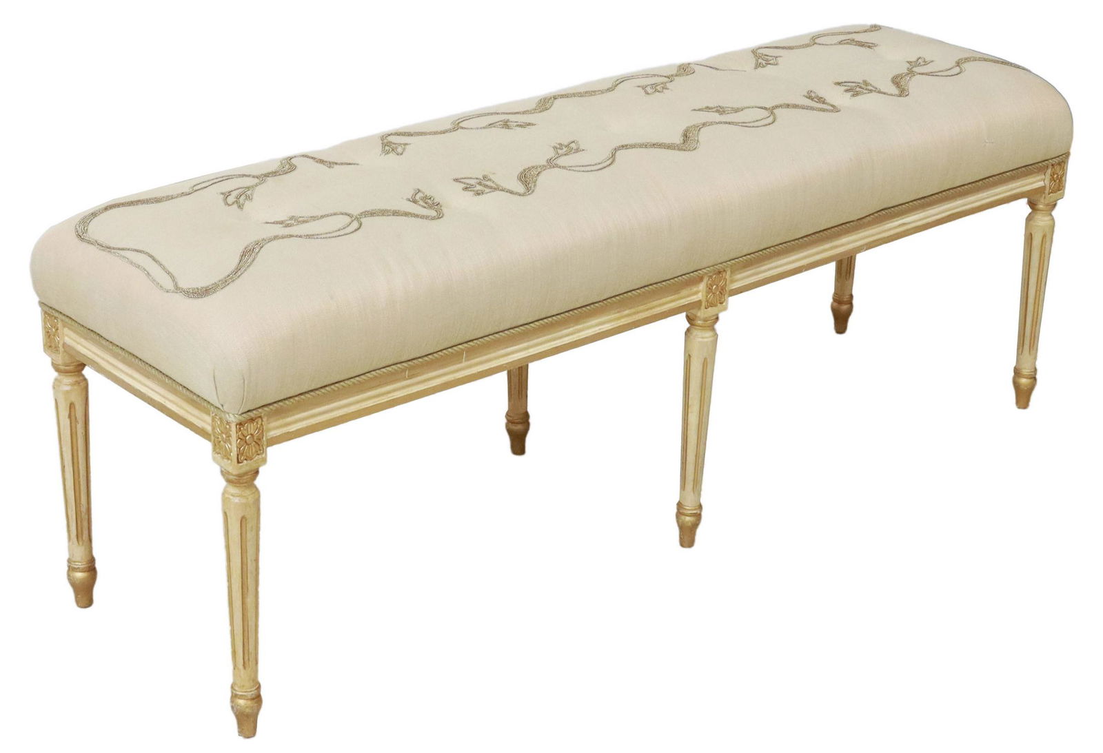 LOUIS XVI STYLE PAINTED & UPHOLSTERED BENCH (1 of 4)
