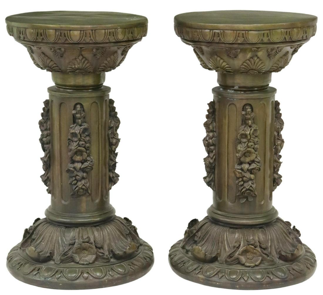 (2) ARCHITECTURAL BRONZE FLORAL PEDESTALS, 31"H (1 of 4)