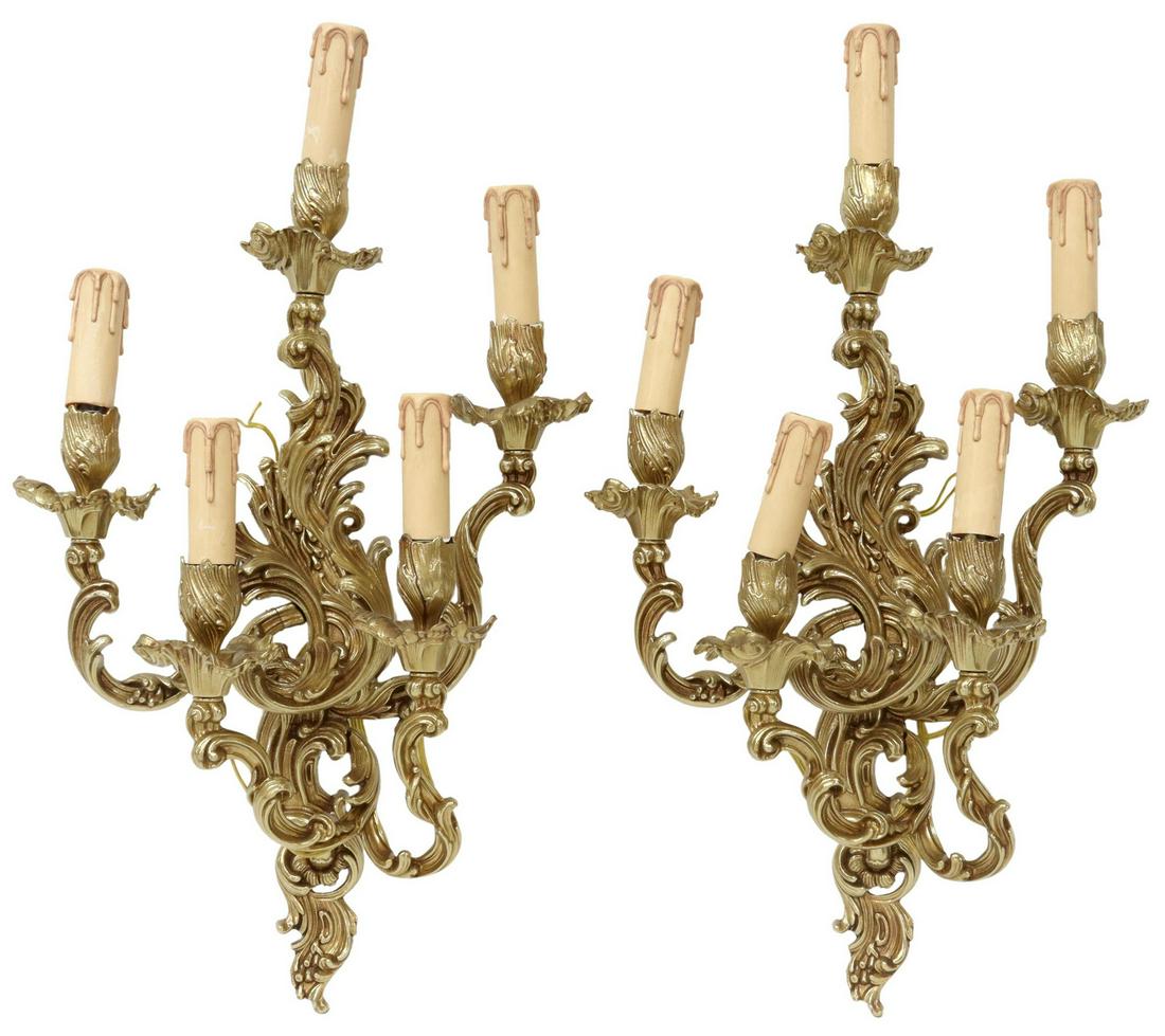 (2) LOUIS XV STYLE GILT METAL FIVE-LIGHT SCONCES (1 of 3)