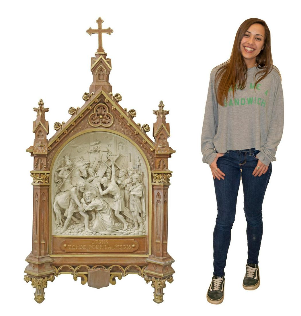 FRENCH CAST THIRD STATION OF THE CROSS, 63.5"H (1 of 7)