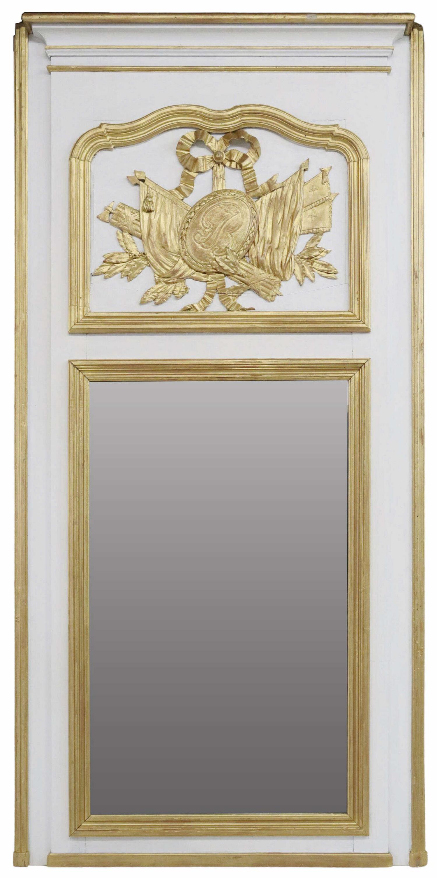 FRENCH LOUIS XVI STYLE PARCEL GILT TRUMEAU MIRROR (1 of 4)