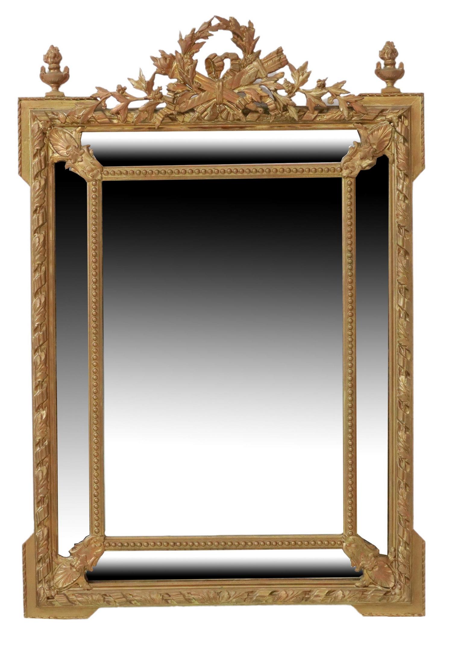 FRENCH LOUIS XVI STYLE GILT CUSHION MIRROR (1 of 3)
