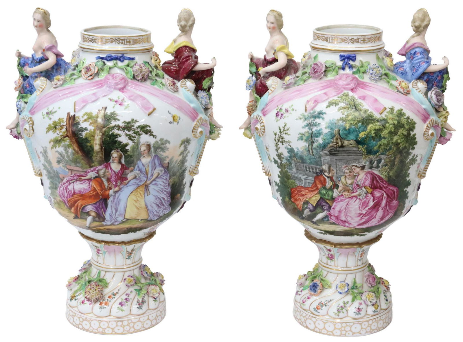 (2) CARL THIEME MEISSEN STYLE PORCELAIN VASES (1 of 10)