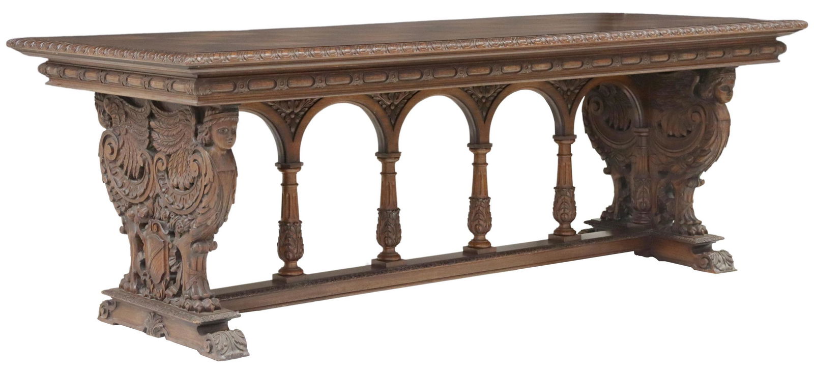 RENAISSANCE REVIVAL PARQUETRY & CARVED TABLE, 84"L (1 of 5)