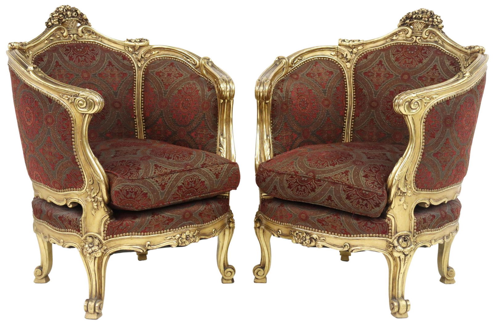 (2) LOUIS XV STYLE GILTWOOD UPHOLSTERED BERGERES (1 of 4)
