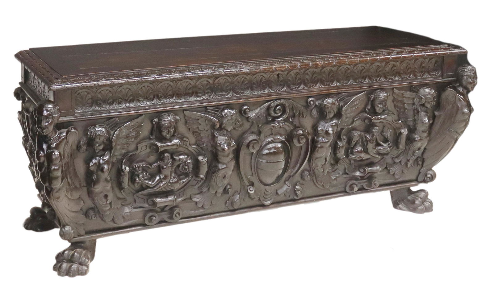 ITALIAN RENAISSANCE HIGHLY CARVED CASSONE, 18TH C. (1 of 5)