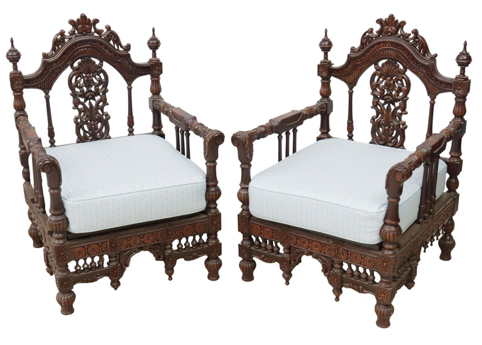 (2) OVERSIZED MOROCCAN CARVED ARMCHAIRS (1 of 2)