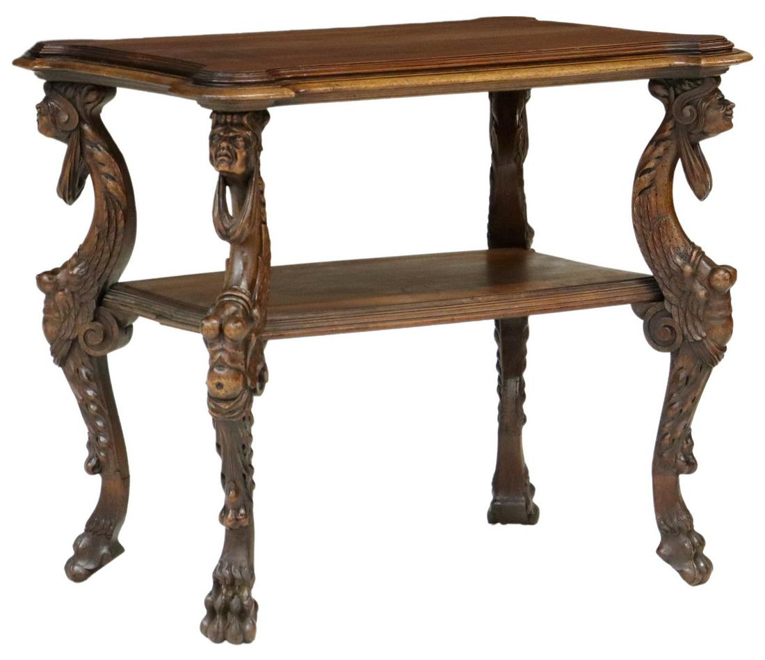 RENAISSANCE REVIVAL WALNUT SERVER CONSOLE TABLE (1 of 5)