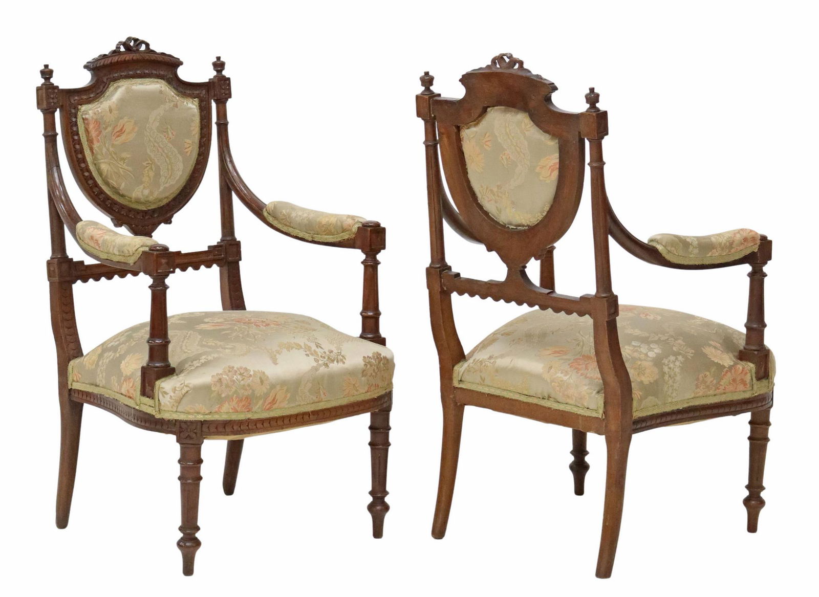 (2) FRENCH LOUIS XVI STYLE CARVED ARMCHAIRS (1 of 4)