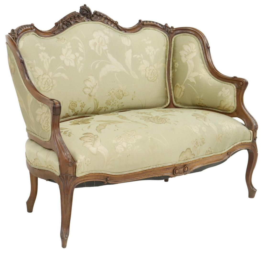 LOUIS XV STYLE FLORAL UPHOLSTERED SETTEE (1 of 3)