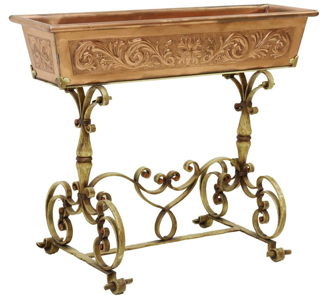 ITALIAN COPPER & WROUGHT IRON JARDINIERE STAND (1 of 4)