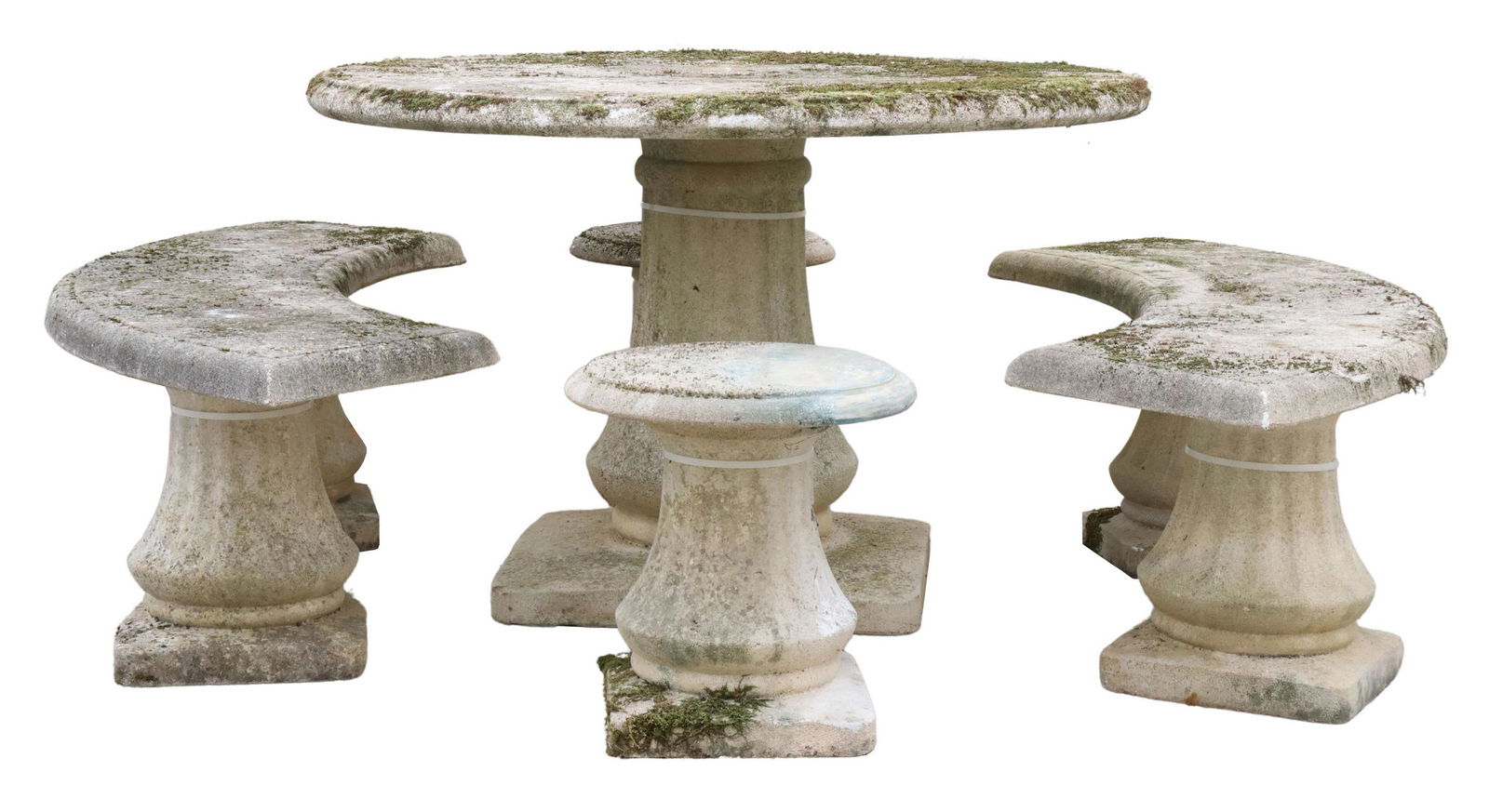 (5) CAST STONE BALUSTER-FORM GARDEN PATIO SET (1 of 3)