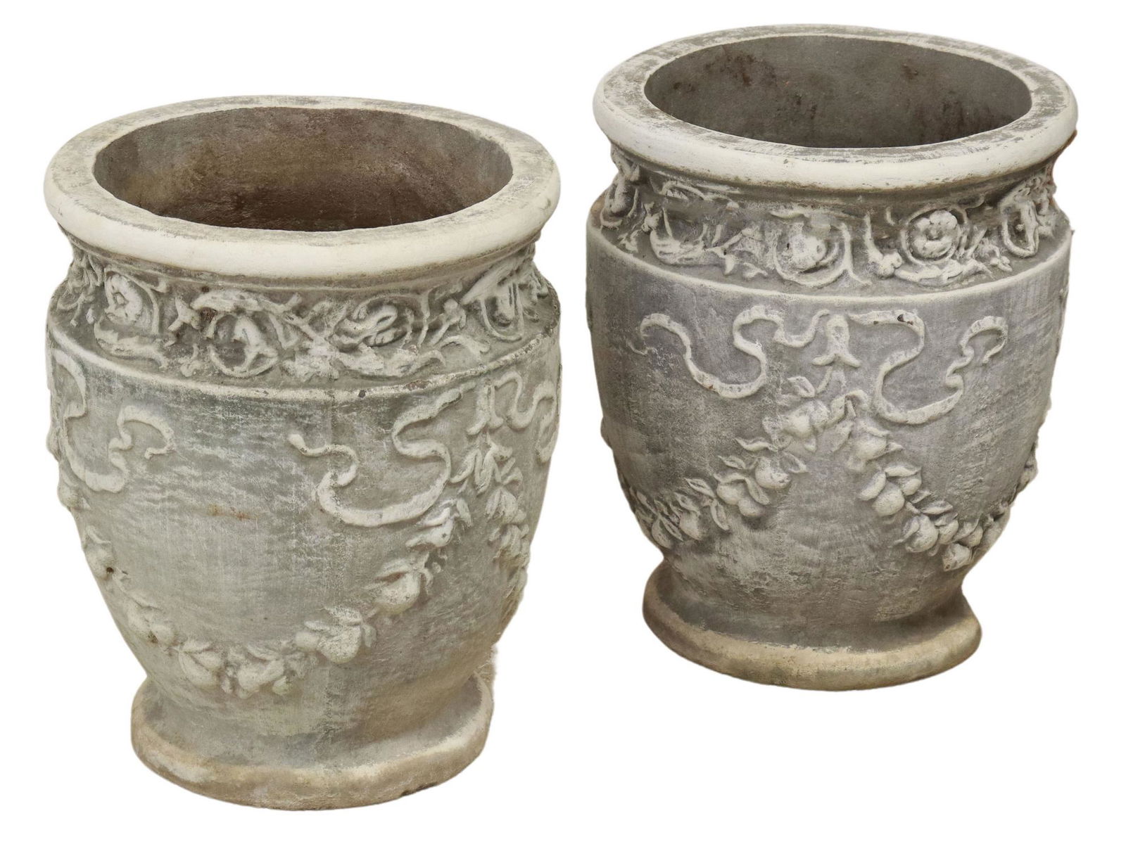 (2) CAST CONCRETE SWAG GARDEN JARDINIERES (1 of 4)