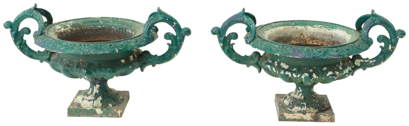 (2) FRENCH CAST IRON GARDEN URN PLANTERS (1 of 3)