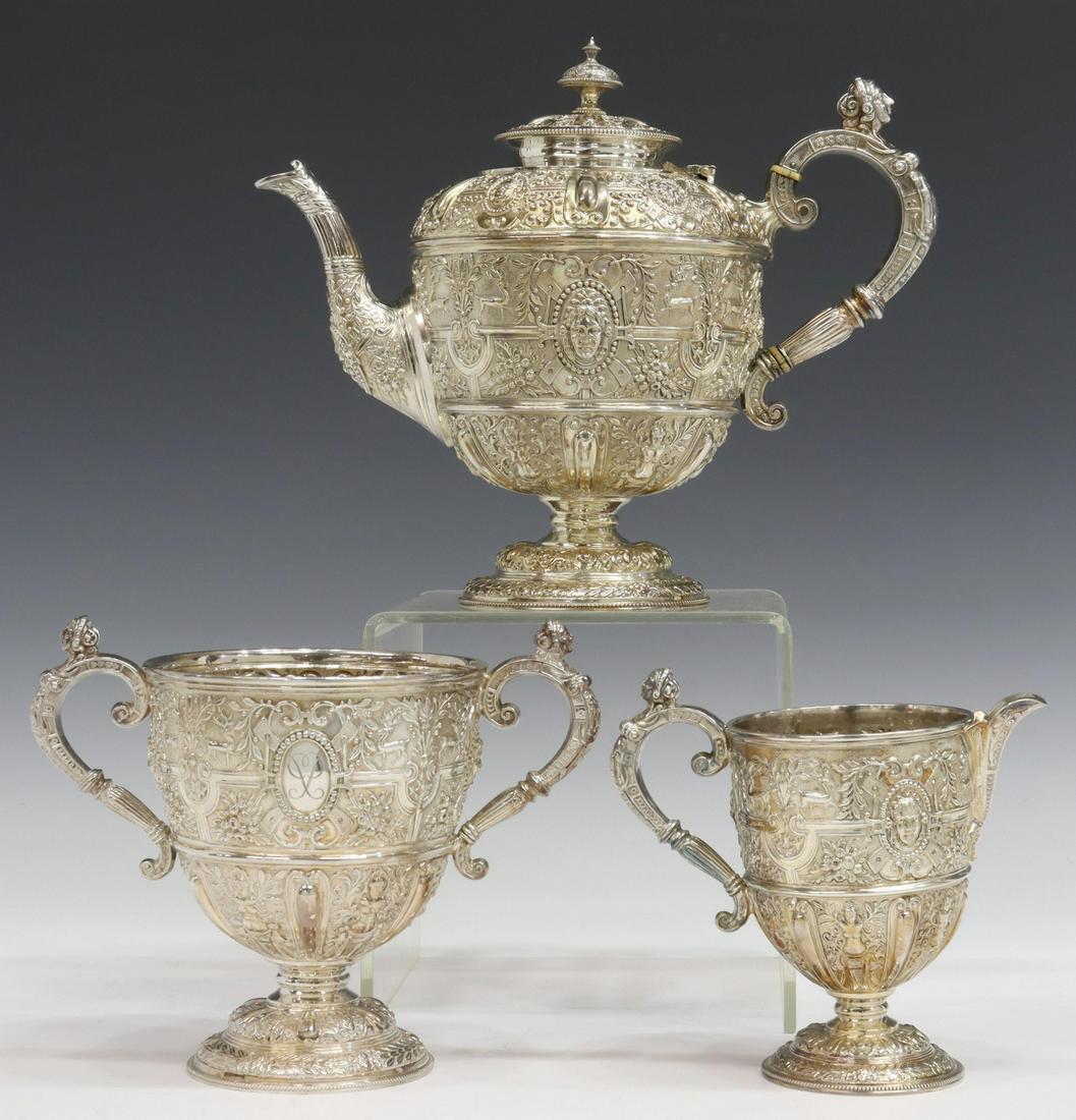 3) JAMES DIXON CELLINI PATTERN SILVERPLATE TEA SET (1 of 4)