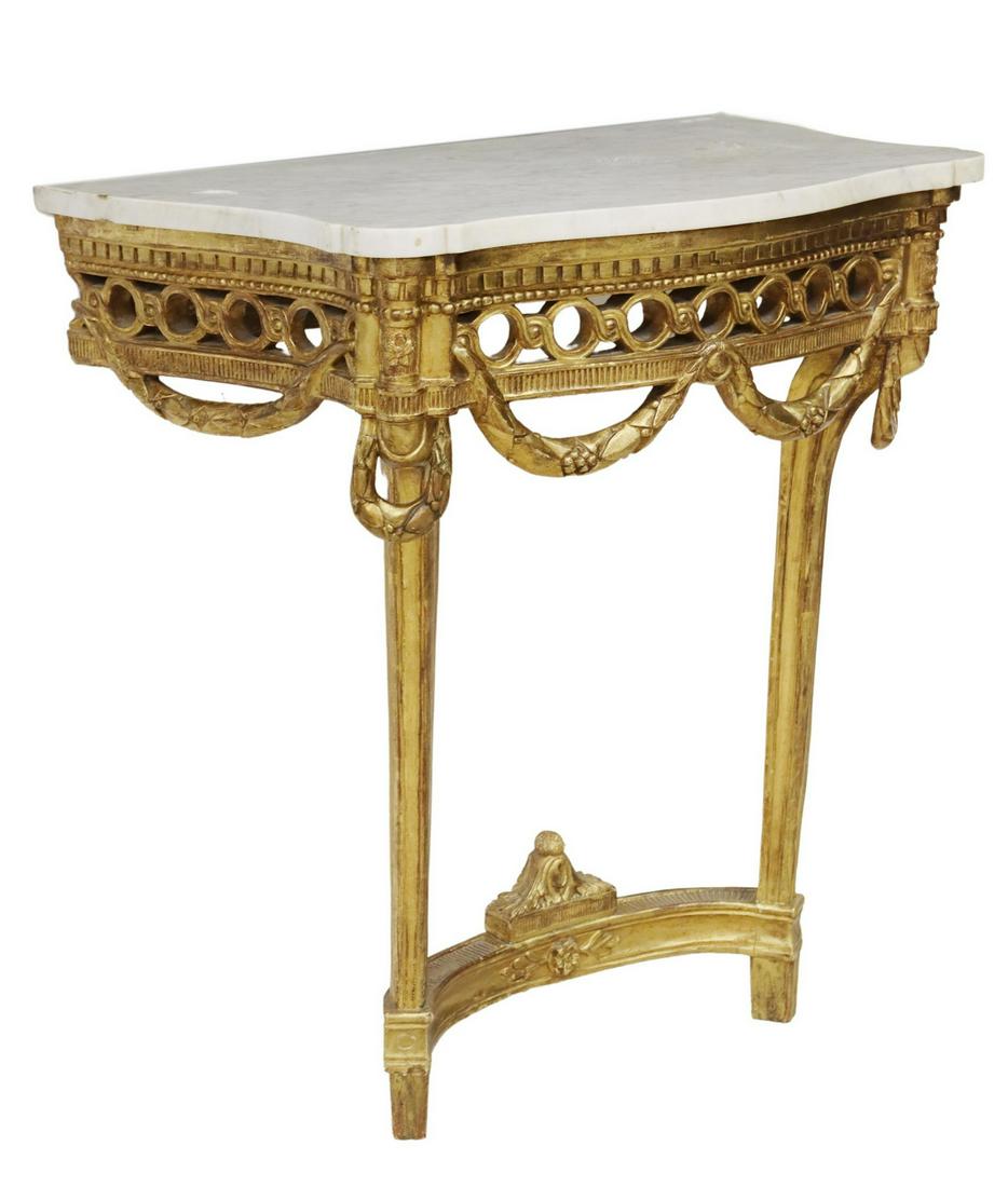FRENCH LOUIS XVI STYLE MARBLE-TOP CONSOLE TABLE (1 of 3)