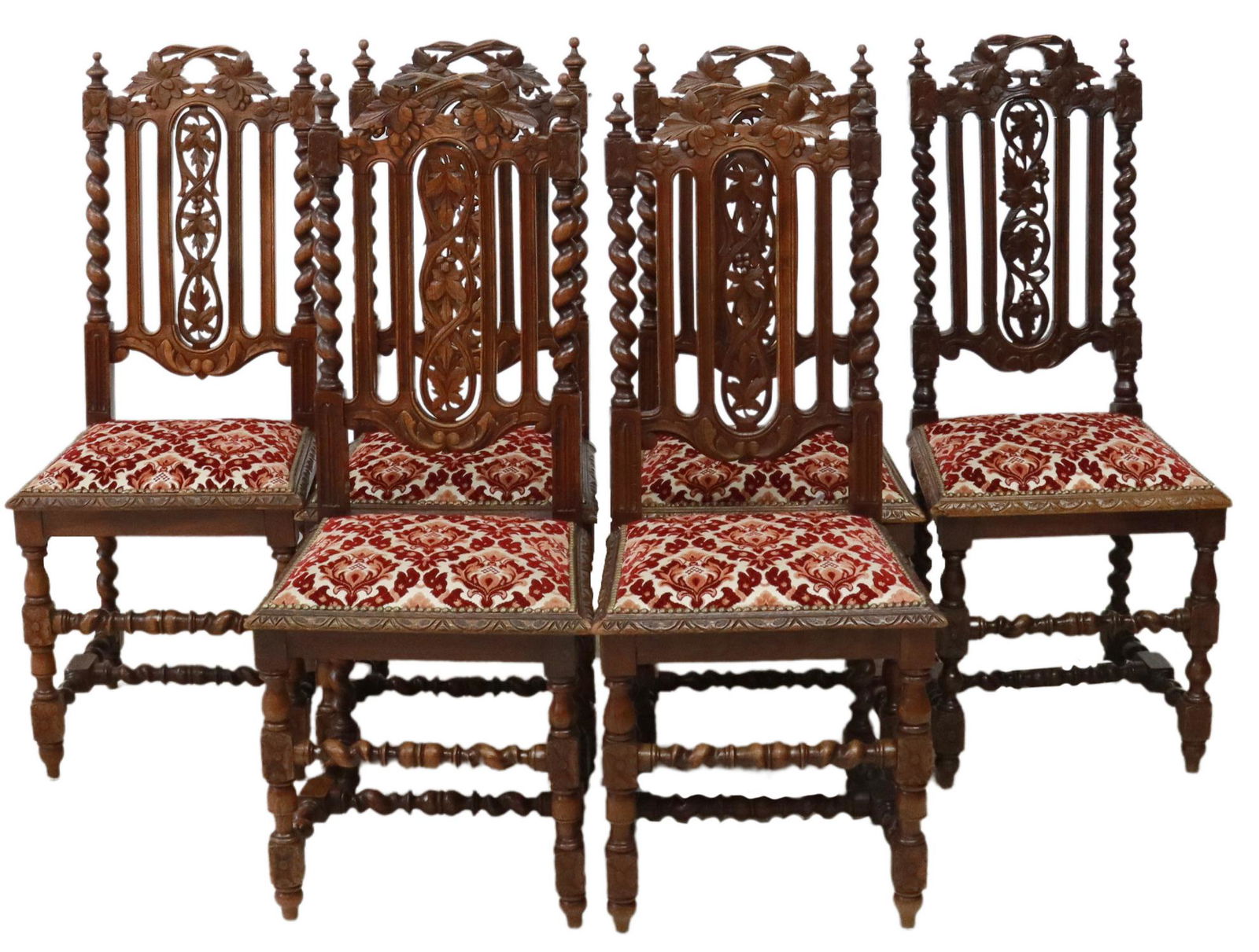 (6) FRENCH HENRI II STYLE OAK TWIST DINING CHAIRS (1 of 3)