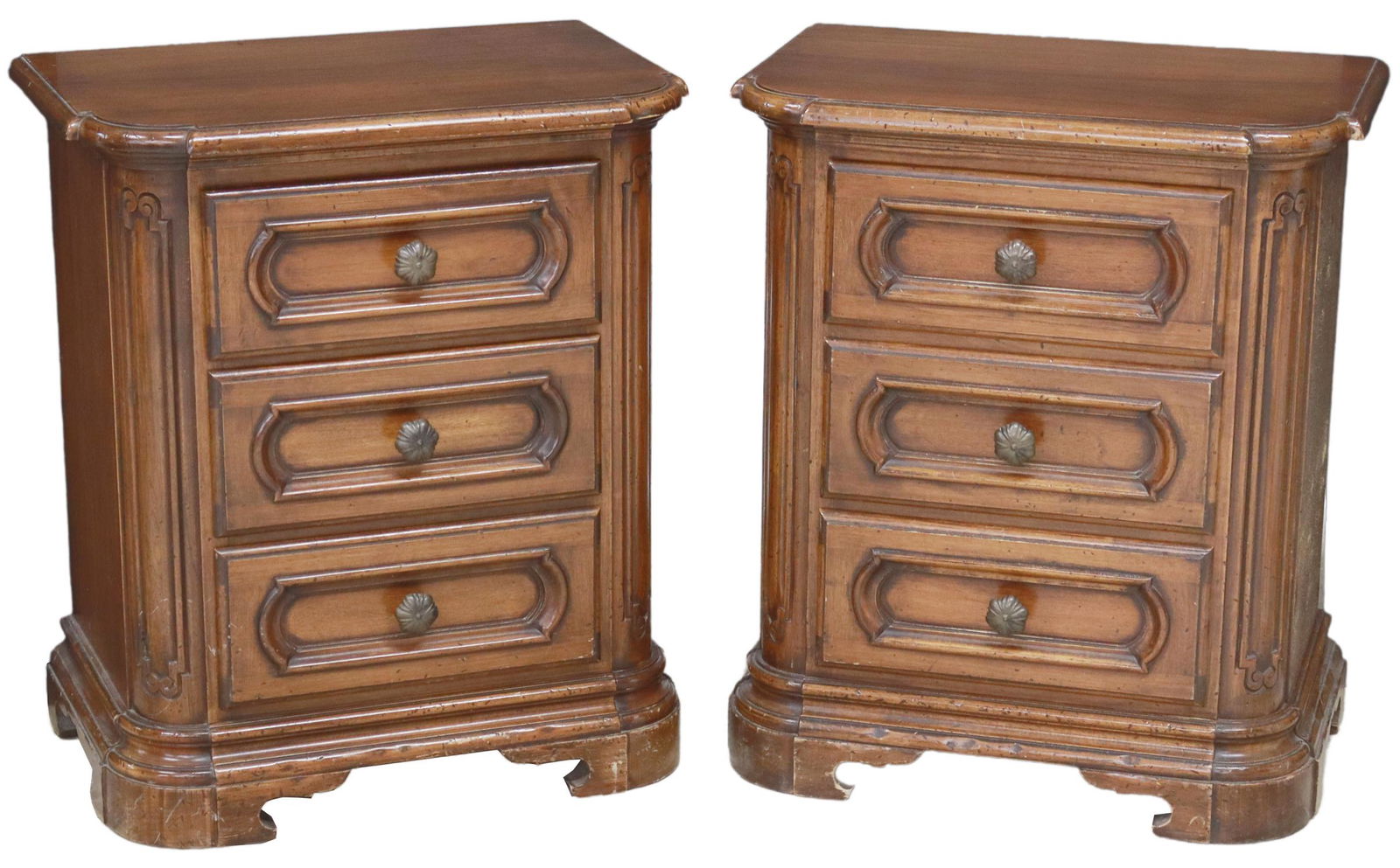 (2) ITALIAN BAROQUE STYLE THREE-DRAWER NIGHTSTANDS (1 of 5)