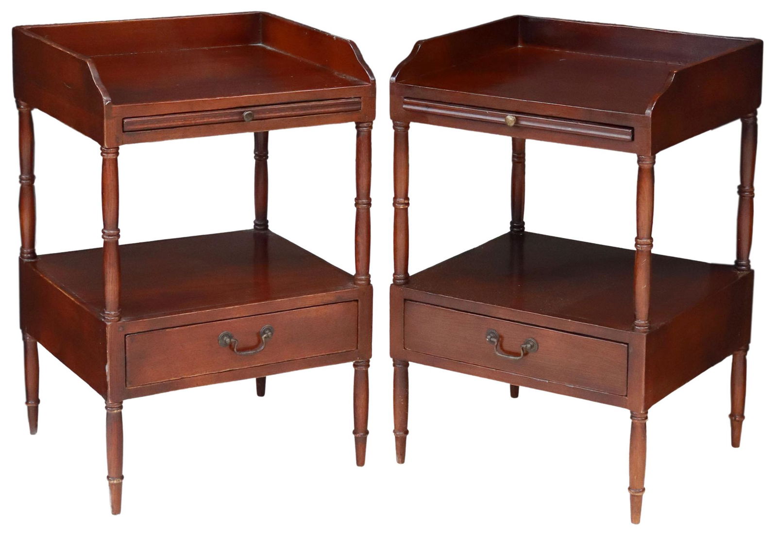 (2) ENGLISH TWO-TIER NIGHTSTANDS/ SIDE TABLES (1 of 5)