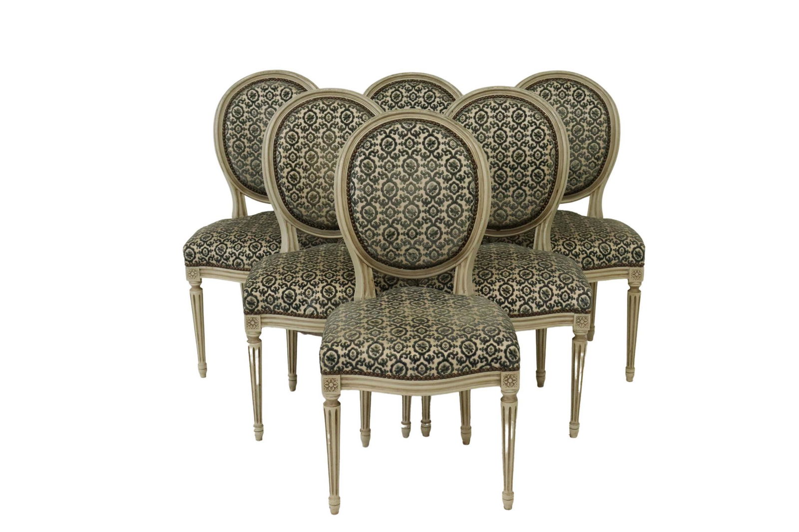 (6) LOUIS XVI STYLE UPHOLSTERED DINING CHAIRS (1 of 4)