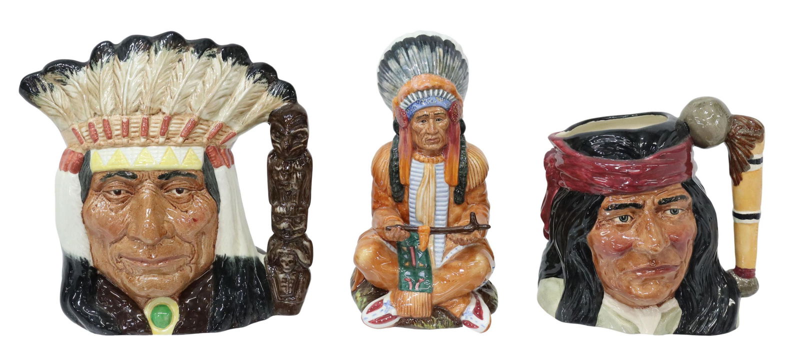 3) ROYAL DOULTON NATIVE AMERICAN TOBY JUGS & CHIEF (1 of 7)