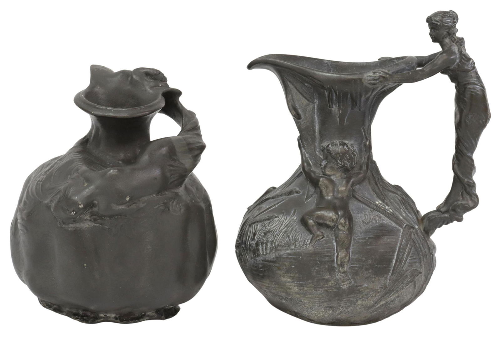 (2) FRENCH ART NOUVEAU METAL VASE & EWER (1 of 7)