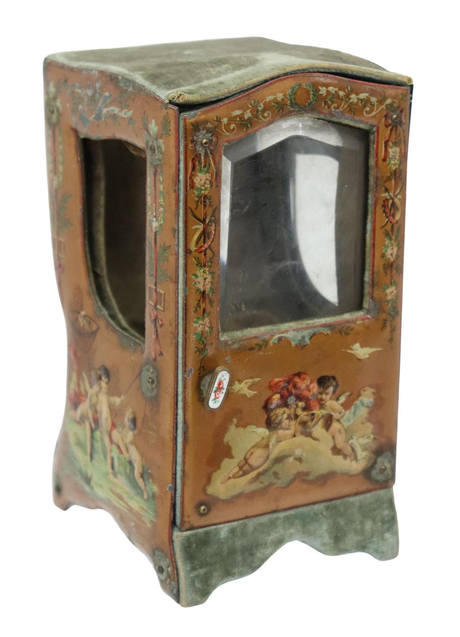 FRENCH MINIATURE SEDAN CHAIR VITRINE/ JEWELRY BOX (1 of 5)