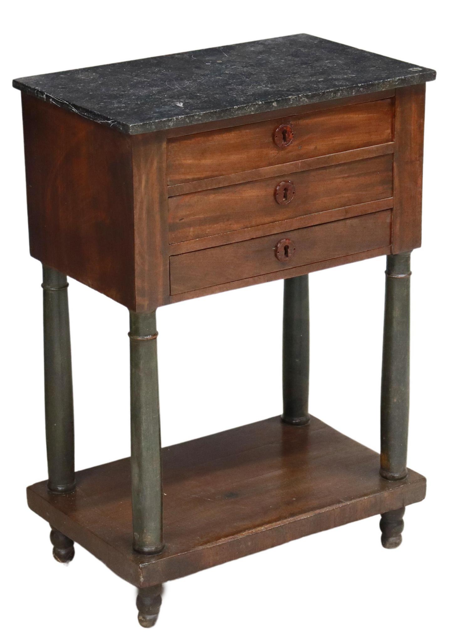 FRENCH EMPIRE STYLE MARBLE-TOP MAHOGANY NIGHTSTAND (1 of 5)