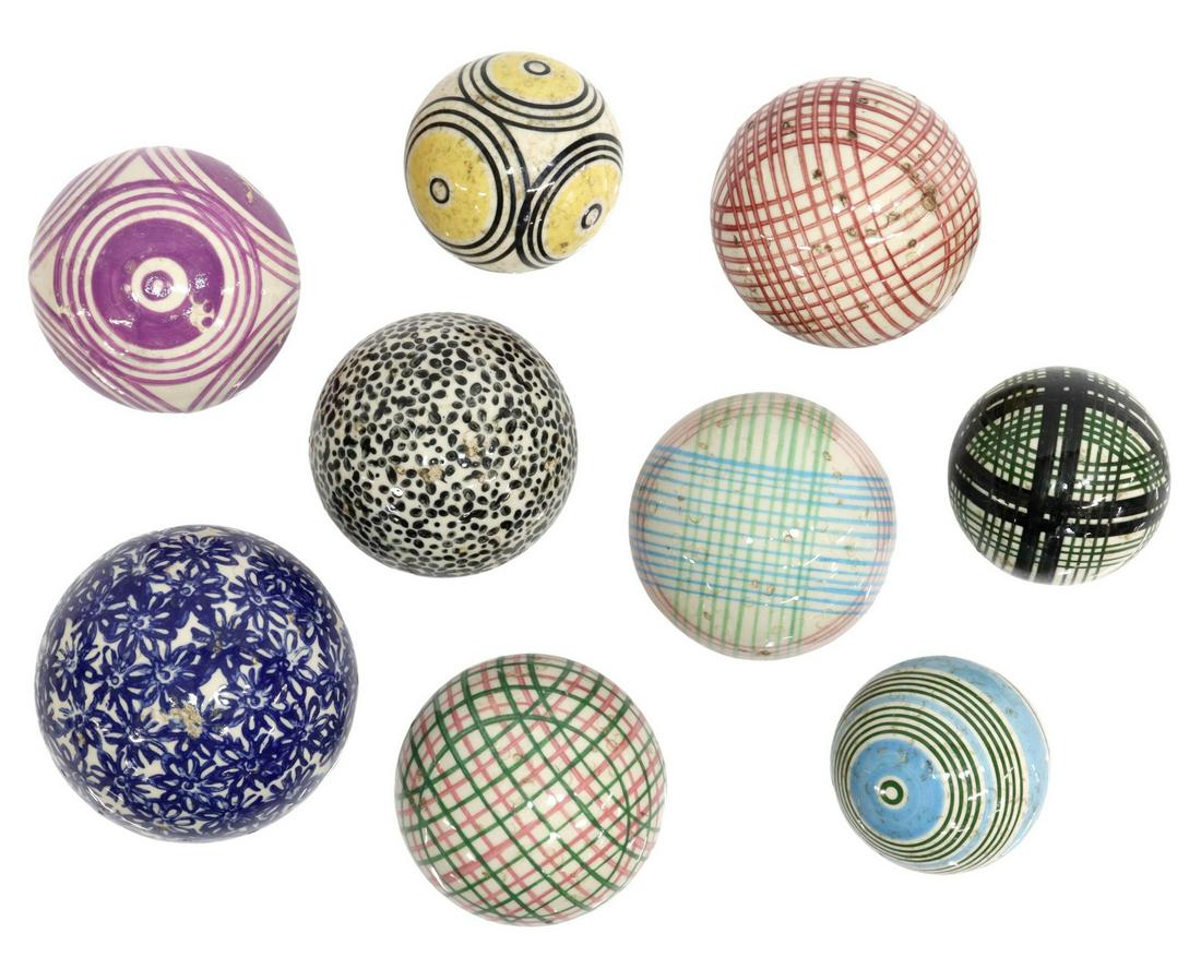 (9) SCOTTISH VICTORIAN CERAMIC CARPET BOULE BALLS (1 of 4)