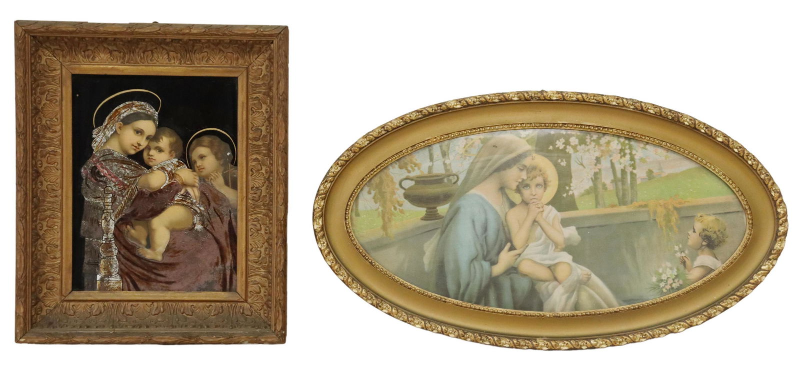 2) FRAMED ITALIAN RELIGIOUS PRINTS MADONNA & CHILD (1 of 4)