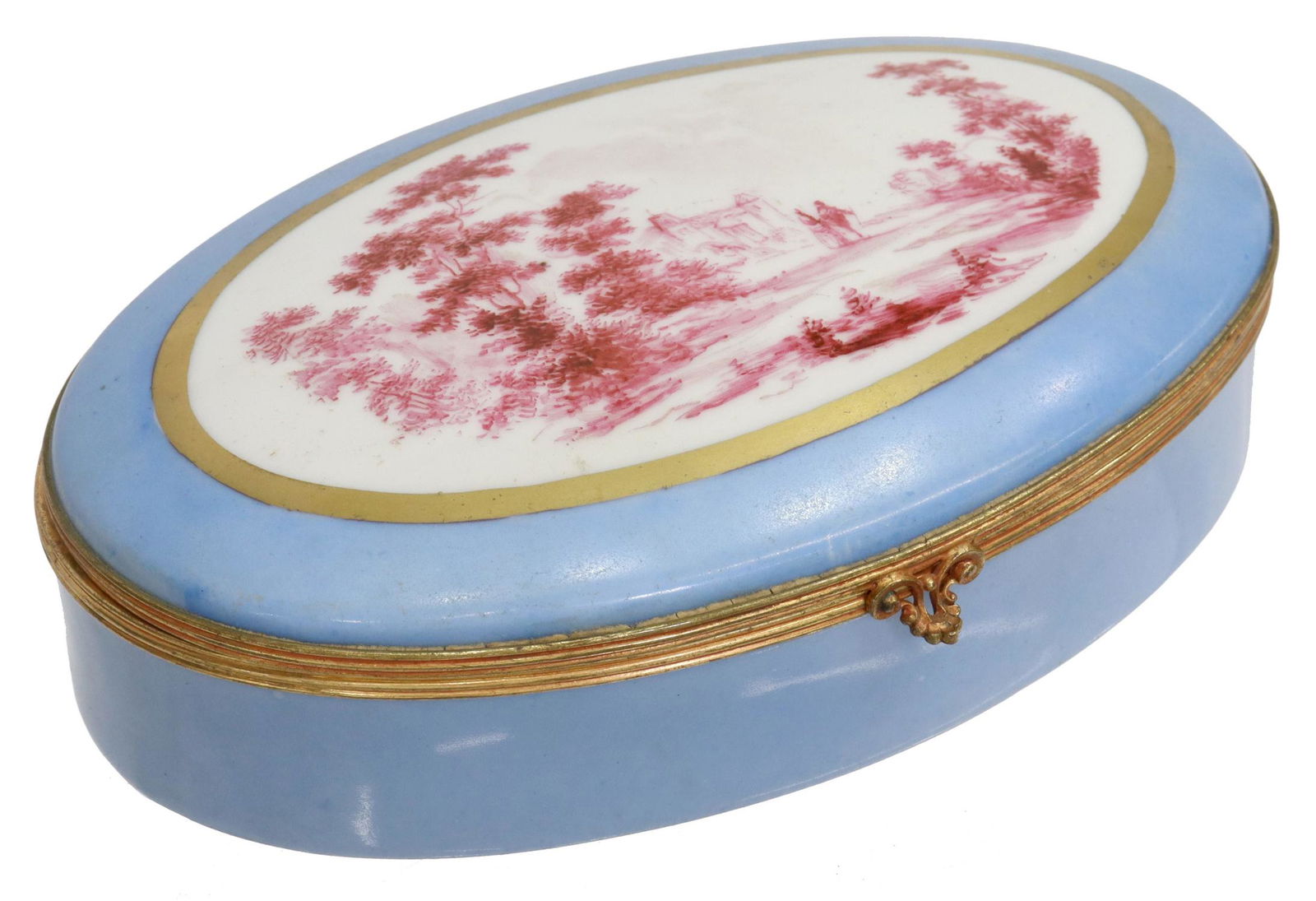 FRENCH SEVRES STYLE HAND-PAINTED PORCELAIN BOX (1 of 6)