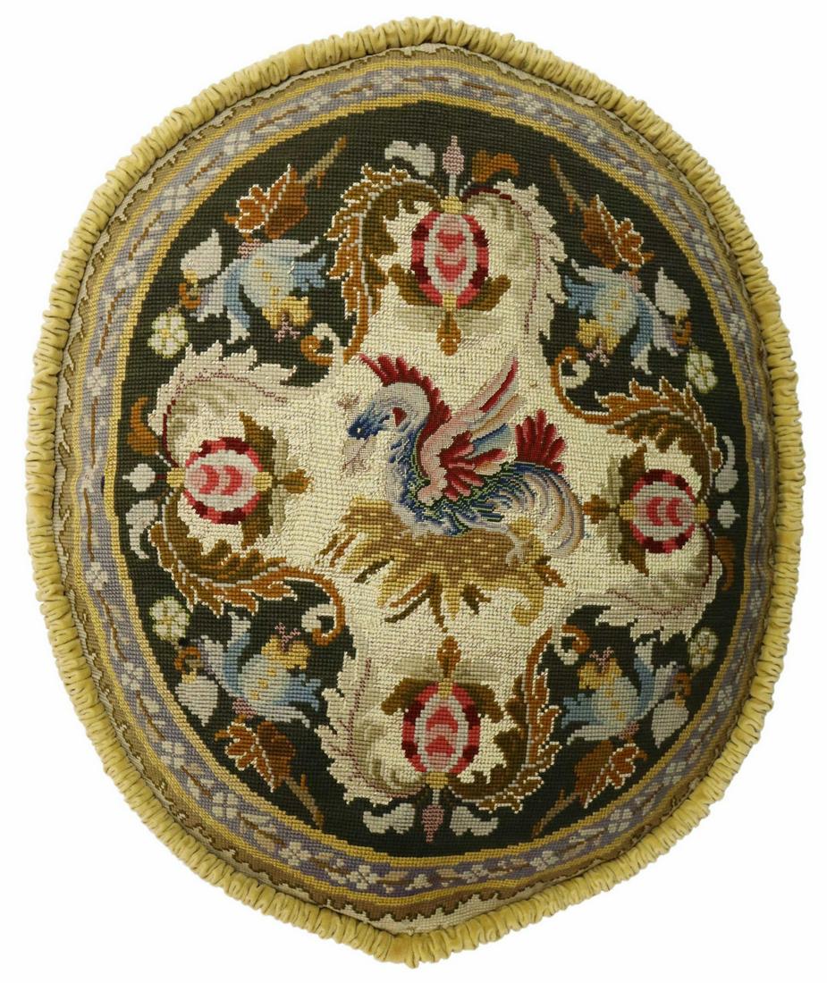 NEEDLEPOINT & SMOCKED VELVET PILLOW CUSHION (1 of 2)