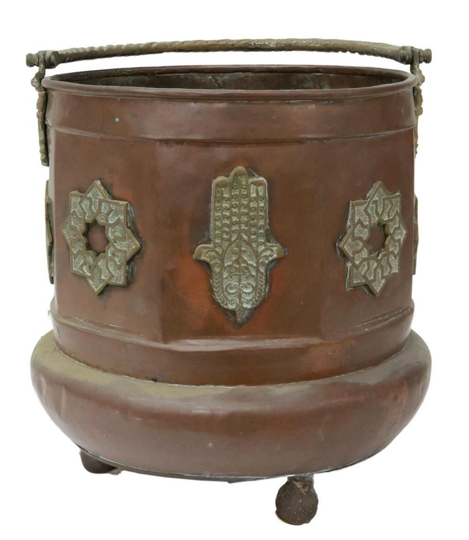 MIDDLE EASTERN COPPER & BRASS PLANTER POT (1 of 4)