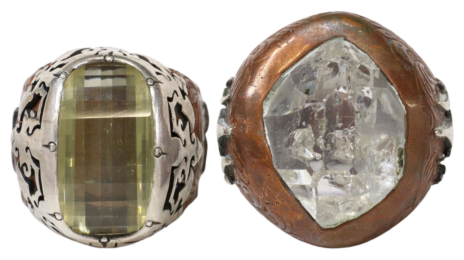 (2) GENT'S PITANGO SILVER & COPPER STATEMENT RINGS (1 of 5)