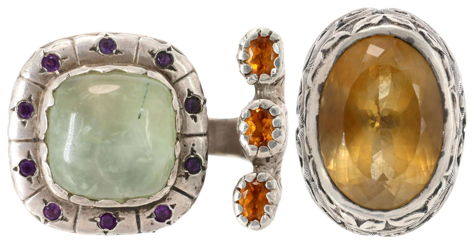 (2) GENT'S PITANGO SILVER GEMSTONE STATEMENT RINGS (1 of 5)