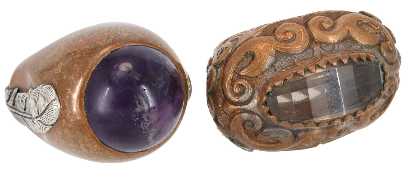 (2) GENT'S PITANGO SILVER & COPPER STATEMENT RINGS (1 of 7)