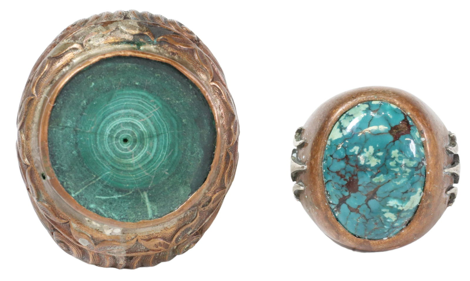 (2) GENT'S PITANGO COPPER GEMSTONE STATEMENT RINGS (1 of 5)