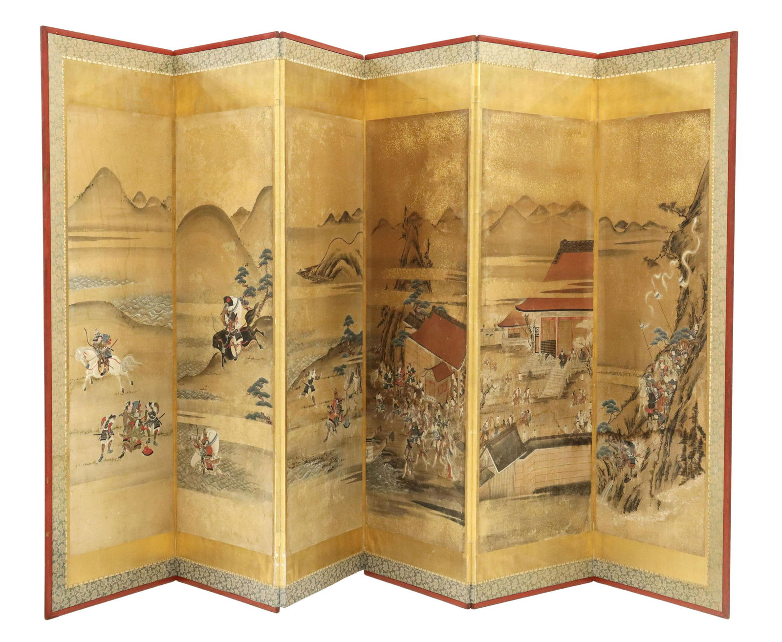 JAPANESE 6-PANEL FOLDING SCREEN TALES OF THE HEIKE (1 of 13)